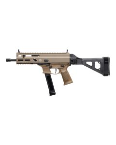 Grand Power Stribog SP9A3G Pistol - FDE | 9mm | 8" Threaded Barrel | 30rd | Utilizes Glock Style Mags | Folding SBT Brace
