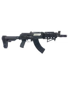 Zastava ZPAP92 AK-47 Pistol BULGED TRUNNION 1.5MM RECEIVER - Black | 7.62x39 | 10" Chrome Lined Barrel | Quad Rail | Night Brake | Angled Foregrip | SBA3 Arm Brace