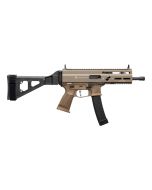 Grand Power Stribog SP9A3 Pistol - FDE | 9mm | 8" Threaded Barrel | 30rd | Folding SBT Brace
