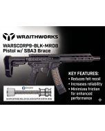 Wraithworks WARSCORP9 Roller Delayed Side-Charging AR Pistol - Black | 9mm | 8.5" Barrel | 7" M-LOK Rail | SB Tactical SBA3 Brace | Accepts Scorpion Mags